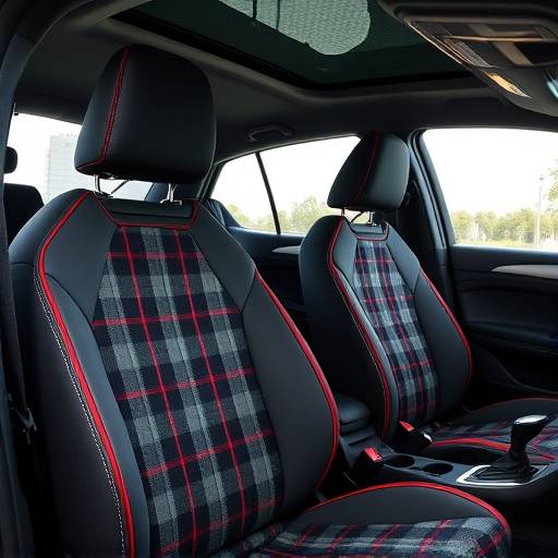 Asientos deportivos del Volkswagen Golf GTI, con tapicería a cuadros.